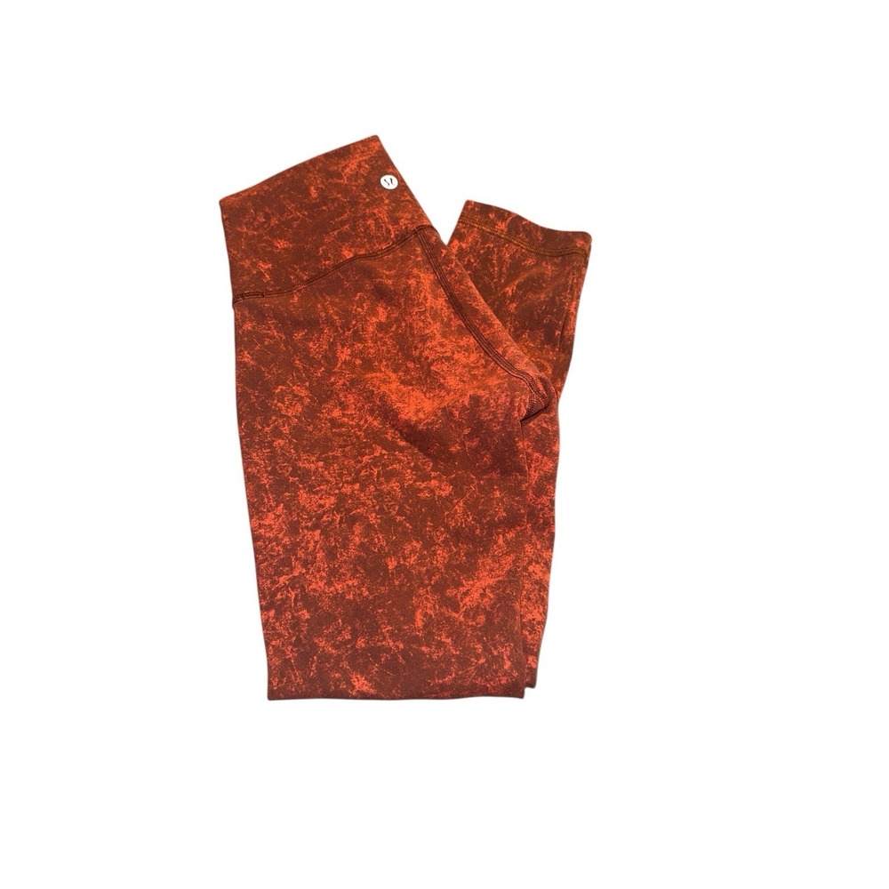 Lululemon Leggings 4 Womens Invigorate High‎ Rise Tight Red Marble Cropped